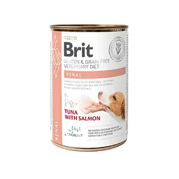 Вологий корм Brit GF VetDiet Renal для собак, при хронічній нирковій недостатності, тунець, лосось і горошок, 400 г - мініатюра 6