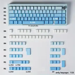 Набір кейкапів PBT Blue Gradient (130+), Білий - мініатюра 2