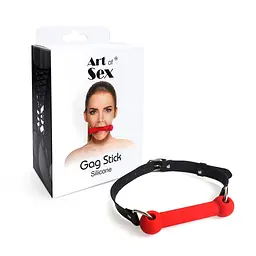 Кляп Палиця, силікон та натуральна шкіра, Art of Sex - Gag Stick Silicon, Червоний Art of Sex SO6704 95111 - мініатюра 3