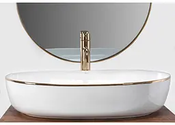 Умивальник Rea Cleo 60,5x41 white-gold (REA-U6211), Глянцева - мініатюра 5