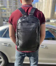 Міський чоловічий рюкзак шкіряний чорний Tiding Bag B2-03555A - мініатюра 9