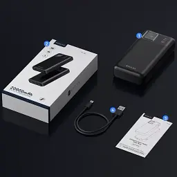 Зовнішній акумулятор Kuulaa RT-20 20000mAh 22.5W Power bank чорний - мініатюра 3