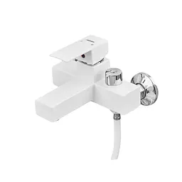 Змішувач для ванни з лійкою Plamix Kubus-009 Euro SET white PM0673 Білий - мініатюра 3