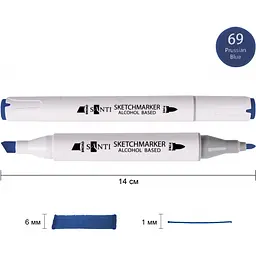 Набір спиртових маркерів Santi Professional SA-69 прусський синій 6 шт. (390886) - мініатюра 2