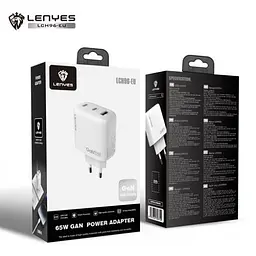 Мережевий зарядний пристрій адаптер LENYES LCH96 1 USB/2Type-C, 65 W, підтримка швидкого заряджання PD/QC/FCP/AFC