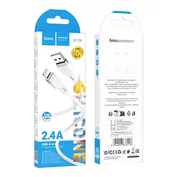 Кабель синхронизации Hoco X109 Silicone 2.4A USB to Lightning 1m White (35923_3605827) - миниатюра 2