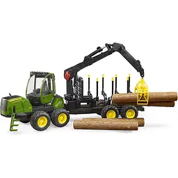 Іграшкова машинка Bruder Трактор John Deere 1210E з системою захоплення, причепом та колодами 1:16 (2133) - мініатюра 3