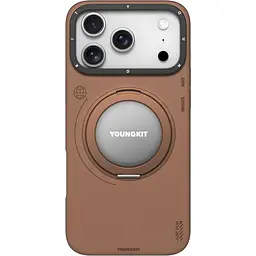 Чохол YoungKit Leather Case with Magnetic Ring для iPhone 17 Pro + Magnetic Stand 360° Brown [167769]