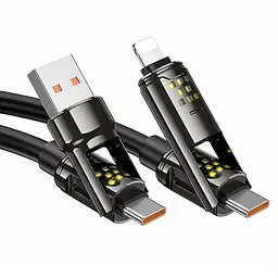 Дата кабель Hoco U143 Joy 4in1 USB to Lightning/Type-C to Type-C 240W (1.2m) Black - мініатюра 5