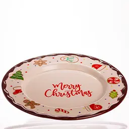 Новорічна тарілка з порцеляни Merry Christmas тарілка на різдво Ø27.5 см тарілки різдвяні Yiwu CR-1-39 - мініатюра 2