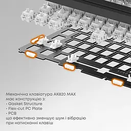 Ігрова механічна клавіатура Ajazz AK820 MAX Plus / Три режими підключення / Black Yellow - мініатюра 3
