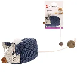 М'яка іграшка для котів Flamingo Jeany Mouse з котячою м'ятою 20 см текстиль та плюш інтерактивна