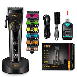 Триммер VGR V-199, 6 насадок, LED-дисплей, 7500 RPM, 2000 mAh, Black