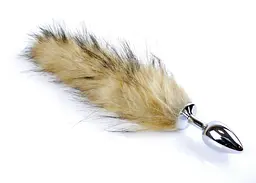 Анальна пробка Fox Tail Brown XL сріблястого кольору - мініатюра 2