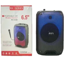 Портативна Bluetooth колонка RIAS RX-6168 6.5" RGB валіза з караоке 2400 mAh 10W Black - мініатюра 4