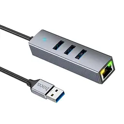 Адаптер Hoco Ethernet HB34 Usb на 4 порти (3 Usb 3.0x3 + RJ45) - мініатюра 2