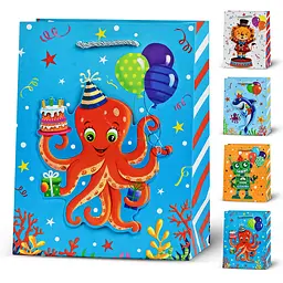Пакет подарунковий паперовий M Funny 3D, 26x32x10 см, 6 шт. в упаковці, R33201-M