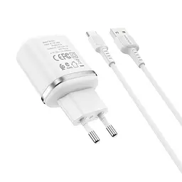 Зарядний пристрій Borofone BA36A USB QC 18W білий + кабель USB to Type-C - мініатюра 3