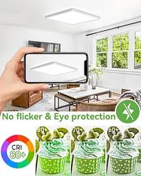 Стельовий світильник zemty 2 Pack 18CM LED 3000K/4000K/6500K, 15W 1500LM Black Square Flush Bathroom Lights, водонепроникний - мініатюра 6
