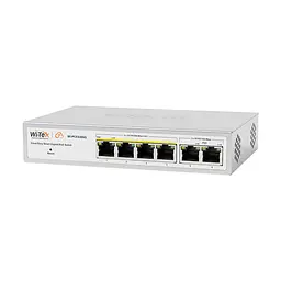 PoE-комутатор 6-портовий керований Wi-Tek WI-PCES306G V2 гігабітний, 4x1000Mbps PoE+, 2x1000Mbps Uplink, 60W, Cloud, ONVIF (73-00251)