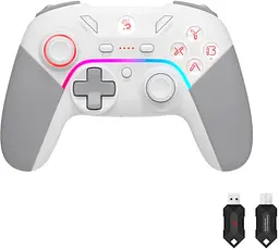 Геймпад Bloody GPW70 White/Grey бездротовий USB 2.4GHz для ПК/PS3/Switch/Android подвійна вібрація - мініатюра 7