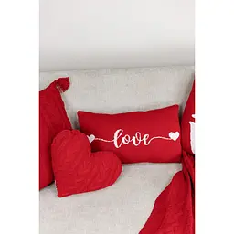 Подушка в'язана Прованс Love 30х45 см червона/біла - мініатюра 3