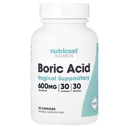 Борна кислота для жінок Nutricost Women Boric Acid Vaginal Suppository 600 мг 30 вагінальних капсул