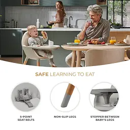 Стільчик для годування 2 в 1 Kinderkraft Fini 2 Grey (KHFINI02GRY0000) - мініатюра 6