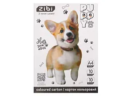 Картон кольоровий ZIBI 10 аркушів CATS&amp;DOGS, А4, 10 кол. 230 г/м2, KIDS Line ZB.1950-22