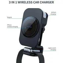 Автотримач із зарядкою S6 3-в-1 MagSafe Wireless Car Charger Carvent & Dashboard - мініатюра 2