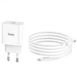 МЗП Hoco C76A Plus Speed source PD20W charger set Type-C to Lightning ( EU ) White - мініатюра 3