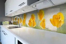 Кухонний фартух Жовті Тюльпани вінілова наклейка ПВХ лист квіти Абстракція 60х200 см Happy Pocket Z180861