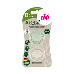 Пустушка латексна кругла для дітей 0–2 місяців NIP Cherry Newborn арт. 91031-51 2 шт. м’ятний/бежевий