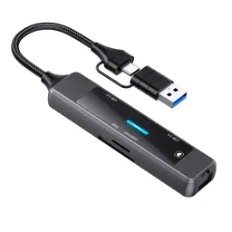 Концентратор XoKo USB-C 5-in-1 USB 3.0 + USB 2.0 + SD/TF + RJ45 100Mbps silver (XK-AC-350)
