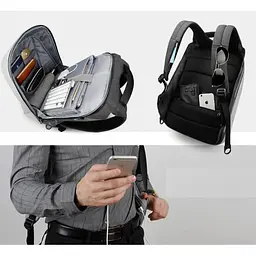 Рюкзак Tigernu D-83351 15.6` Black/Grey [121134] - мініатюра 3