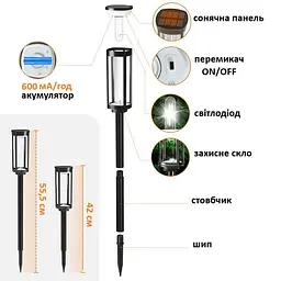 Комплект світильників для газону Solar Lawn Light Shinedo Y246 warm white комплект 2 шт. - мініатюра 6