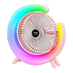 Вентилятор настільний акумуляторний з RGB підсвіткою, обертанням 180° та USB зарядкою - мініатюра 4