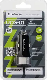 Автозарядка Defender 2xUSB 27W (USB-C + USB-A) UCG-01 5V/5.4A (83569) - мініатюра 3