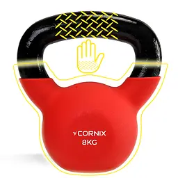 Гиря металева Cornix 8 кг з вініловим покриттям XR-0436 Red/Black - мініатюра 2