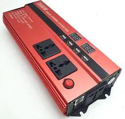 Автоінвертор 12 V-220 V перетворювач напруги 2000 W на виході 3 розетки та 4 USB-порти UKC AC/DC - мініатюра 6
