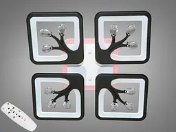 Стельова LED-люстра Diasha S8157/4BK 3color з пультом і димером, чорна, 85 W, 4675 lm, квадратні акрилові плафони 37×37 см - мініатюра 2