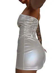 Мінісукня D&A, M, white, nylon-lycra відкриті плечі з блискавкою на всю довжину