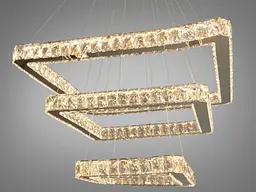 Люстра стельова LED Diasha 7220-9A/650+500+340HR 110W, хром, кристалічний плафон, 65 см, сучасний стиль для дому - мініатюра 2
