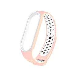 Силіконовий ремінець для фітнес браслета XiaomiXiaomi Smart Band 5 6 7 Pink White Sport Рожевий Спортивний