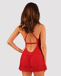 Прозора сорочка бебі-дол Obsessive Lacelove babydoll & thong XL/2XL Red, мереживо, стрінги - мініатюра 2
