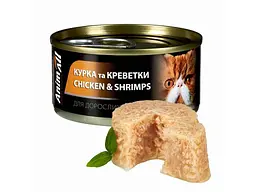 Корм для котів ANIMALL Консерва 85г Вологий курка з креветками,