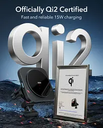 Автомобільна зарядка ESR Qi2 15Вт Magnetic Wireless Car Charger Halolock black (3C07200210304 | 3C07200210361) - мініатюра 8