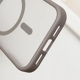 TPU+PC чохол Metal Buttons with MagSafe для Apple iPhone 16 (6.1) Сірий / Grey - мініатюра 5