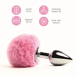 Анальна пробка FeelzToys Bunny Tails 7х2.5 см (рожевий) - мініатюра 3