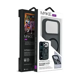 Чохол MAKE Apple iPhone 17 Pro Max Silicone Aura Magnet Black - мініатюра 4
